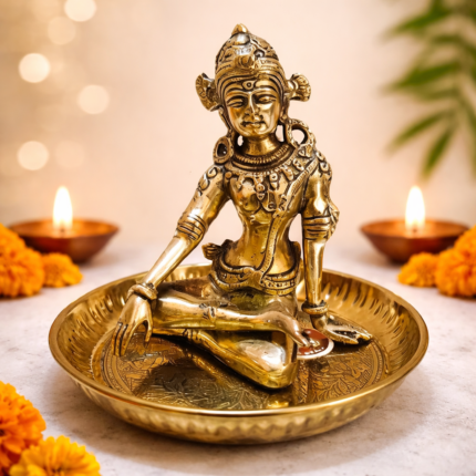 Premium Brass Devi Lakshmi Statue with Plate
