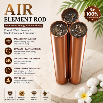Air Element Rod (Set of 3) – 100% Pure Copper Vastu Remedy for Balancing Air Element (Vayu Tatva), Positive Energy, Health, Peace & Prosperity