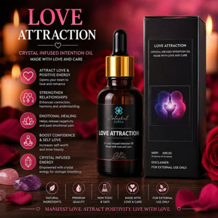 Vastu Labh Love Attraction Oil | Crystal Infused Intention Oil for Love, Relationship & Positivity | Emotional Healing, Self-Love & Confidence Booster Oil